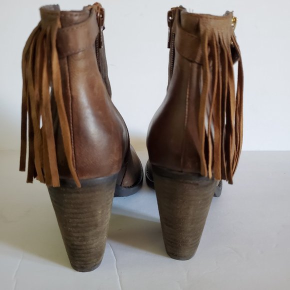 Steve Madden Woodmere Cognac Fringed Boots Size 8 - Picture 4 of 10